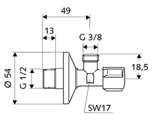 Ventil rohový 1/2"x3/8" SCHELL - Image 2