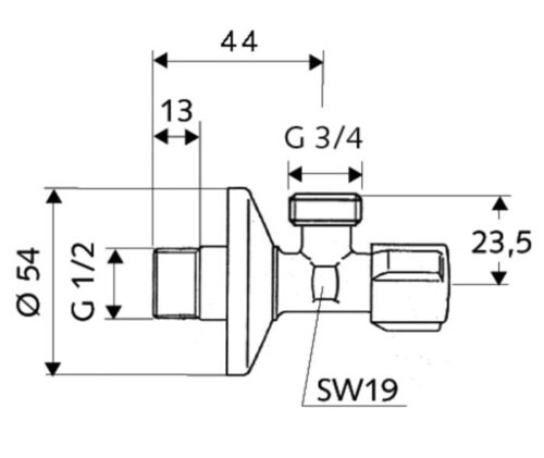 Ventil práčkový 1/2"x3/4" SCHELL - Image 2