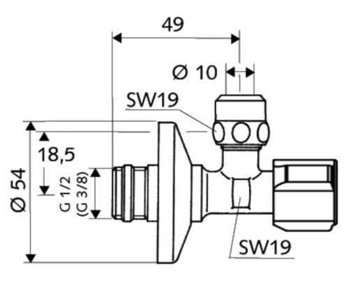 Ventil rohový filter 1/2"x3/8" SCHELL - Image 2